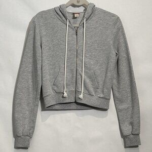 Mossimo Supply Co. Grey Long Sleeve Cropped Zip Up Hoodie Size Small